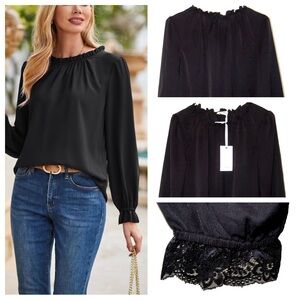 Grace Karin Dressy Satin
Blouse Ruffled Neck & Lace